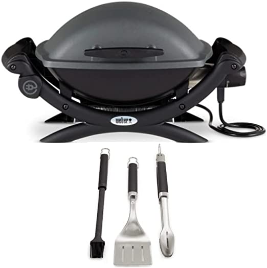 Weber 52020001 Q 1400 Electric Grill Dark Grey Bundle with Premium 2 YR CPS Enhanced Protection Pack